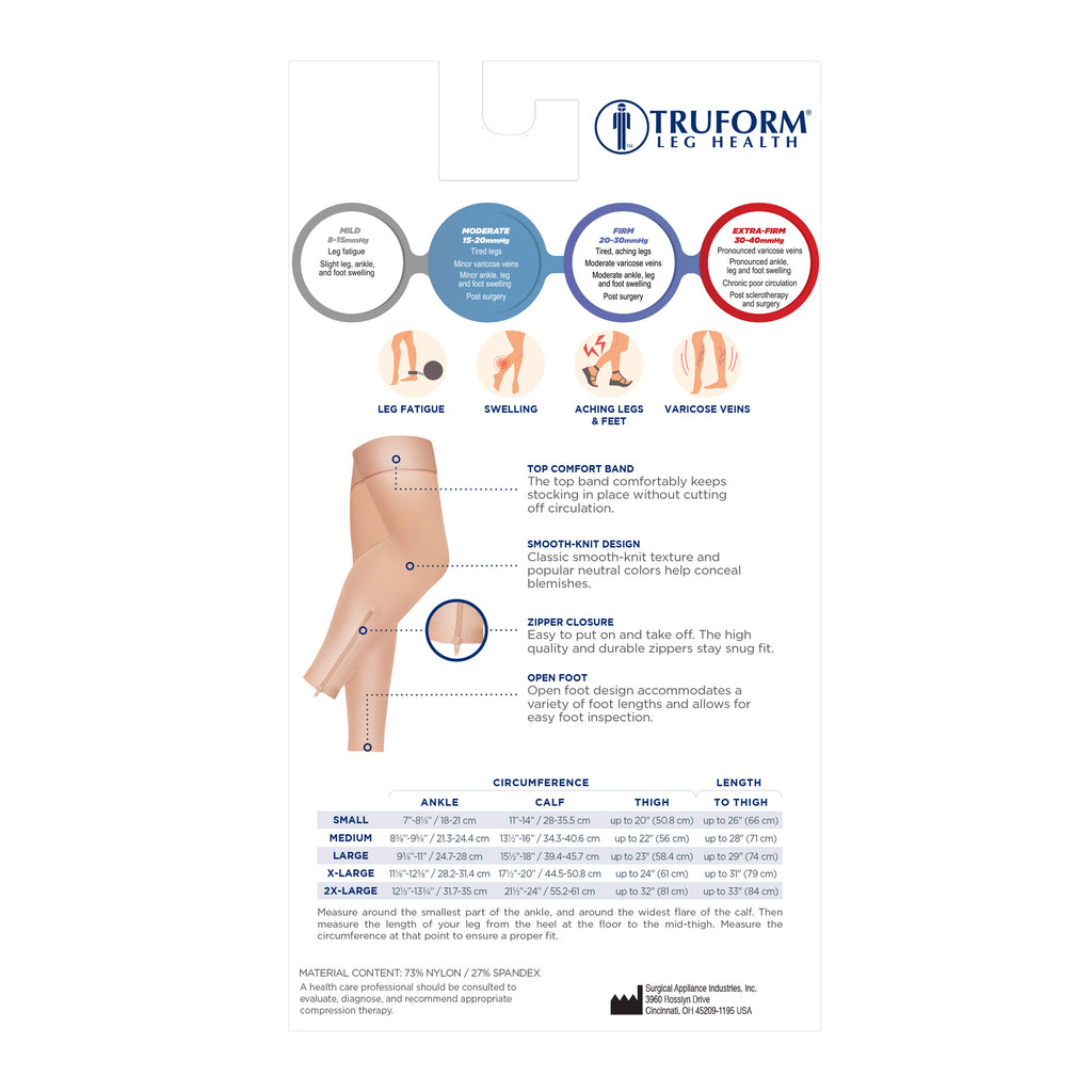 0678BG / Thigh High / Zipper Compression Stockings / Unisex TruformStore
