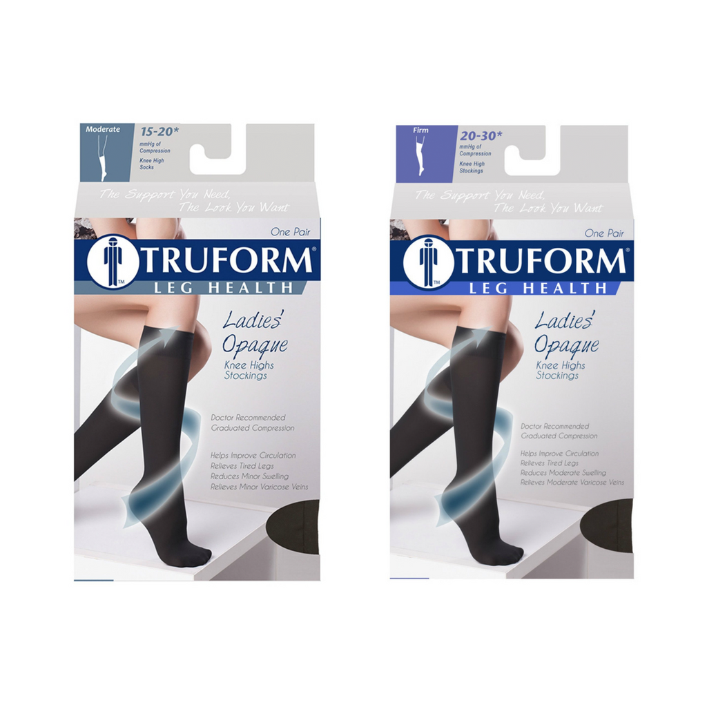 Truform Women's Stockings, Knee High, Sheer: 30-40 mmHg, Black, X