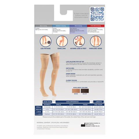 (1764, 1774, & 0264) Ladies' Sheer Thigh High Closed Toe Stockings