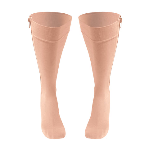6665 / Knee High Zipper Compression Socks, Open Toe