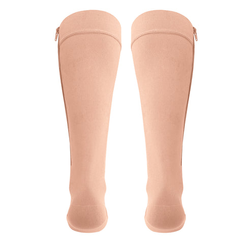 6665 / Knee High Zipper Compression Socks, Open Toe