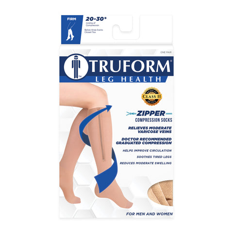 6665 / Knee High Zipper Compression Socks, Open Toe