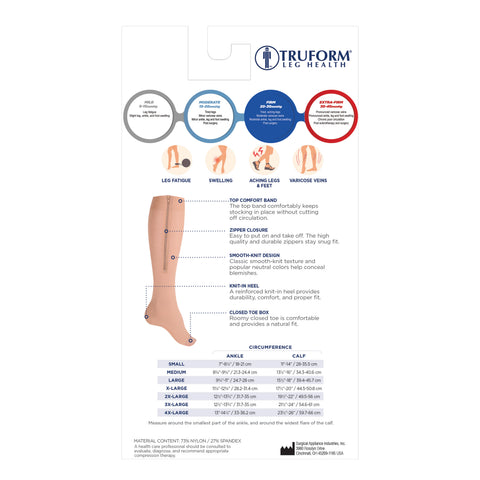6665 / Knee High Zipper Compression Socks, Open Toe