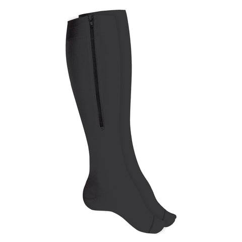 6665 / Knee High Zipper Compression Socks, Open Toe