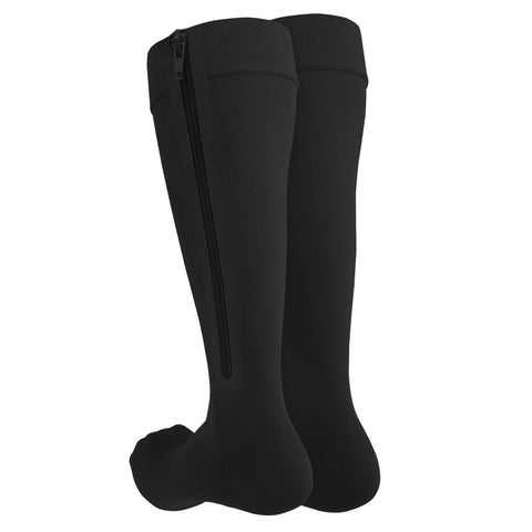 6665 / Knee High Zipper Compression Socks, Open Toe