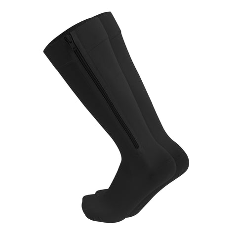 6665 / Knee High Zipper Compression Socks, Open Toe