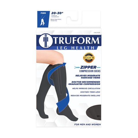6665 / Knee High Zipper Compression Socks, Open Toe