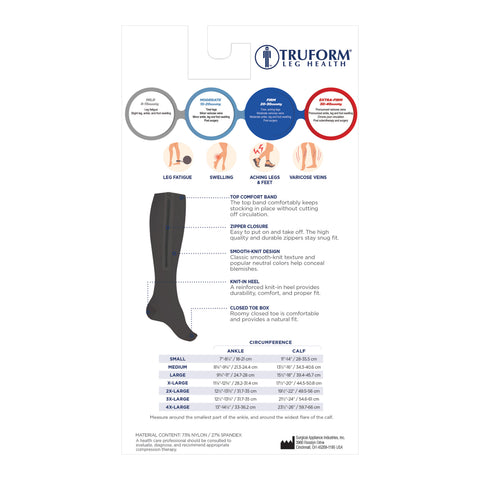 6665 / Knee High Zipper Compression Socks, Open Toe