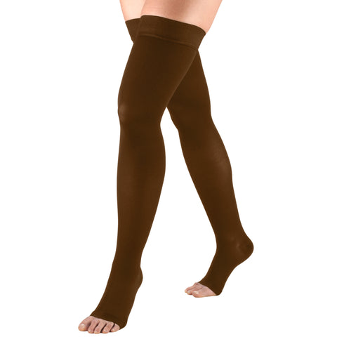Truform Open Toe, Thigh High 30-40 mmHg Compression Stockings, Beige, Large