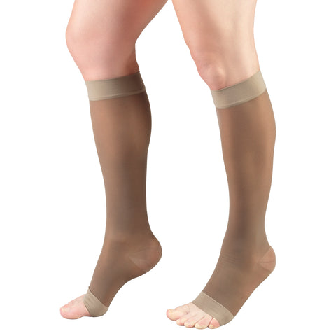 (1762, 1772) Ladies' Sheer Knee High Open Toe Stockings
