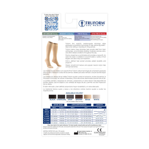 TruForm Classic Medical Pantyhose Compression Stockings 20-30mmHg / Unisex  Closed Toe 1756, 1758