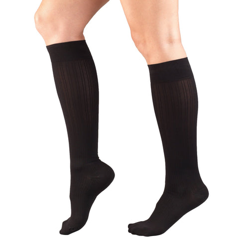 Ladies' Socks Rib Pattern Knee High Closed Toe