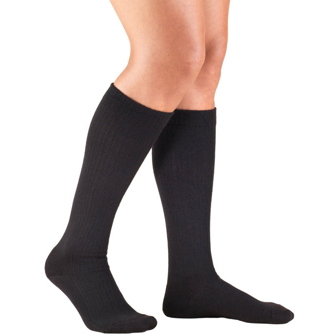 Side Angle of Ladies' Casual Knee High Black Socks