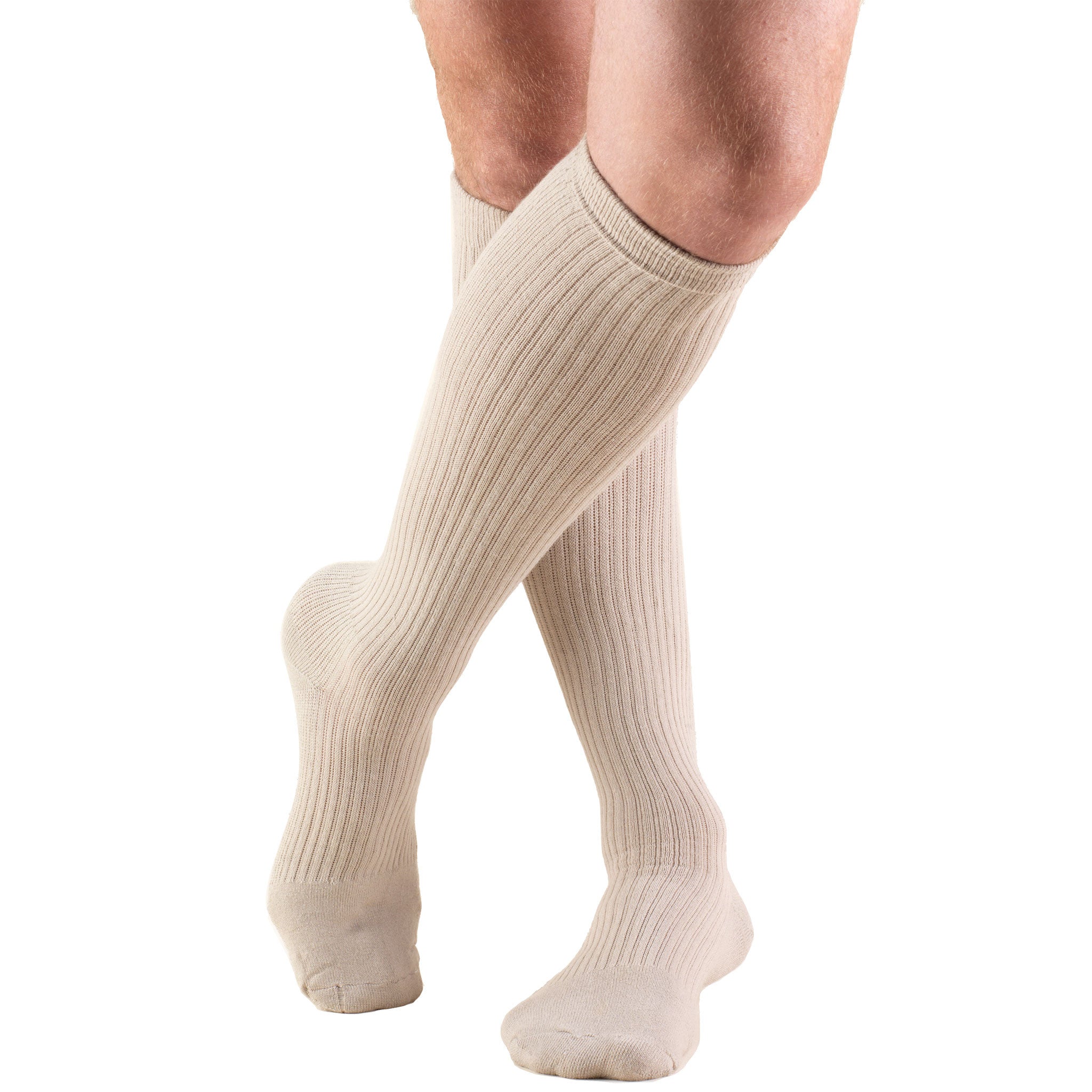  Truform Zipper Compression Stockings, 15-20 mmHg Medical Socks,  Women and Men, Knee High, Open Toe, Beige, Large : Health & Household
