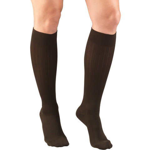 Ladies' Socks Rib Pattern Knee High Closed Toe